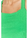 Trendyol Green Back Detail Asymmetrical Front Crop Cotton Stretchy Knitting Singlet