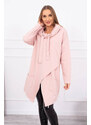 K-Fashion Oversize tunika s obálkou vpředu tmavě pudrově růžová