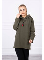 K-Fashion Tunika na zip s kapucí Oversize khaki barva