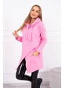 K-Fashion Oversize tunika s obálkou vpředu světle růžová
