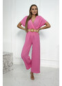 K-Fashion Kombinéza s ozdobným páskem v pase světle růžová