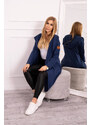 K-Fashion Dlouhý kabát s kapucí světle modrý