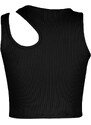 Trendyol Black and White 2-Pack Cut Out Detailed Fitted Crop Corduroy, Flexible Knitting Singlet