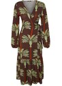 Trendyol Tropical Patterned Maxi Woven Kimono & Caftan