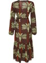 Trendyol Tropical Patterned Maxi Woven Kimono & Caftan