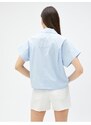 Koton Crop Poplin Shirt Short Sleeve Cotton