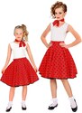 Dětská červená sukně s šátkem s puntíky