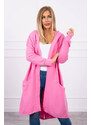 K-Fashion Pláštěnka oversize s kapucí světle růžová