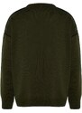 Trendyol Khaki Oversize Fit Wide Fit Crew Neck Piping Detailed Knitwear Sweater