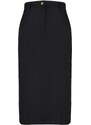 Trendyol Black Straight Cut Slit Detailed Midi Woven Skirt