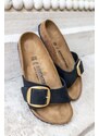 Birkenstock Černé kožené pantofle Madrid Big Buckle