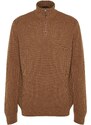Trendyol Camel Regular Fit Half Turtleneck Zipper Neck Sweater