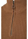 Trendyol Camel Regular Fit Half Turtleneck Zipper Neck Sweater