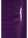 Trendyol Purple Shirring Detail Stand Collar Fitted/Long Sleeves, Fitted Knitted Stretch Blouse