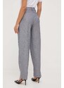 Kalhoty Armani Exchange dámské, šedá barva, široké, high waist