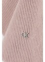 Šátek z vlněné směsi Calvin Klein růžová barva, hladký