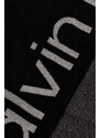 Šátek z vlněné směsi Calvin Klein černá barva, vzorovaný