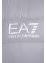 Péřová bunda EA7 Emporio Armani pánská, šedá barva, přechodná
