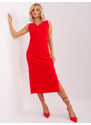 Fashionhunters Červené bavlněné midi šaty od OCH BELLA