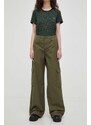 Bavlněné kalhoty Levi's BAGGY CARGO zelená barva, jednoduché, medium waist