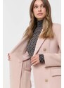 Vlněný kabát Pinko béžová barva, přechodný, dvouřadový