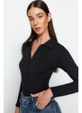 Trendyol Black Zipper Collar Detailed Knitted Body with Snap fastener