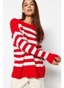 Trendyol červený pruhovaný pletený svetr