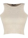 Trendyol Khaki-Beige 2-Pack Fitted Crop Halterneck Corduroy, Flexible Knit Single Singlet