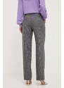 Kalhoty s příměsí vlny Pinko šedá barva, jednoduché, high waist, 102197.A07P