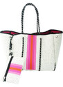 Made in China Barebag Neoprenová dámská plážová taška voděodolná bílo-růžová JG052