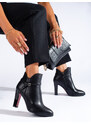 Klasické černé dámské kotníkové boty Shelovet na vysokém podpatku