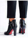Klasické černé dámské kotníkové boty Shelovet na vysokém podpatku