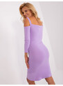 BASIC Světle fialové šaty s 3/4 rukávem a ramínky -EM-SK-HW-20-316,30-světle fialové Fialová