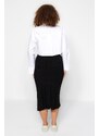 Trendyol Curve Black Gold Button Detailed Corduroy Knit Skirt