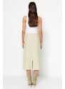 Trendyol Beige Linen Midi Denim Skirt