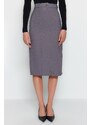 Trendyol Gray Straight Cut Slit Detailed Midi Woven Skirt