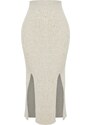 Trendyol Stone Midi Length Slit Detailed Skirt