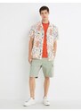 Koton Summer Shirt with Short Sleeves Turndown Collar Ethnic Printed Cotton