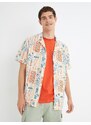 Koton Summer Shirt with Short Sleeves Turndown Collar Ethnic Printed Cotton