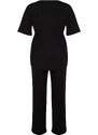 Trendyol Curve Black V-Neck Knitted Pajamas Set