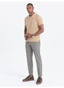Ombre Clothing Pánské klasické bavlněné polo tričko - béžové S1374