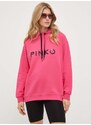 Bavlněná mikina Pinko dámská, růžová barva, s kapucí, aplikací, 101685.A163