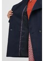 Vlněný kabát Tommy Hilfiger tmavomodrá barva