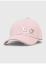 Bavlněná baseballová čepice EA7 Emporio Armani růžová barva, s aplikací