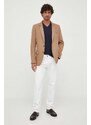 Vlněný svetr Calvin Klein pánský, tmavomodrá barva, lehký