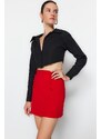 Trendyol Red Smart Crepe Button Detailed Mini Pencil Elastic Knitted Skirt