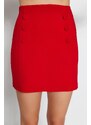 Trendyol Red Smart Crepe Button Detailed Mini Pencil Elastic Knitted Skirt