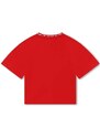Dětské tričko HUGO béžová barva, s pologolfem