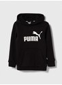 Dětská mikina Puma ESS Logo Hoodie FL G černá barva, s kapucí, s potiskem