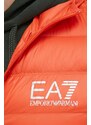 Péřová bunda EA7 Emporio Armani pánská, oranžová barva, přechodná